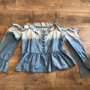 NWT Denim Cold Shoulder Top